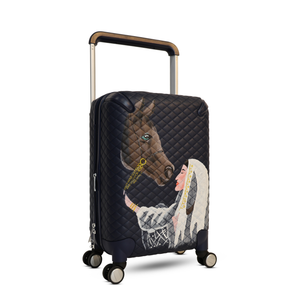 حقيبة سفر جلد رسم يدوي كحلي