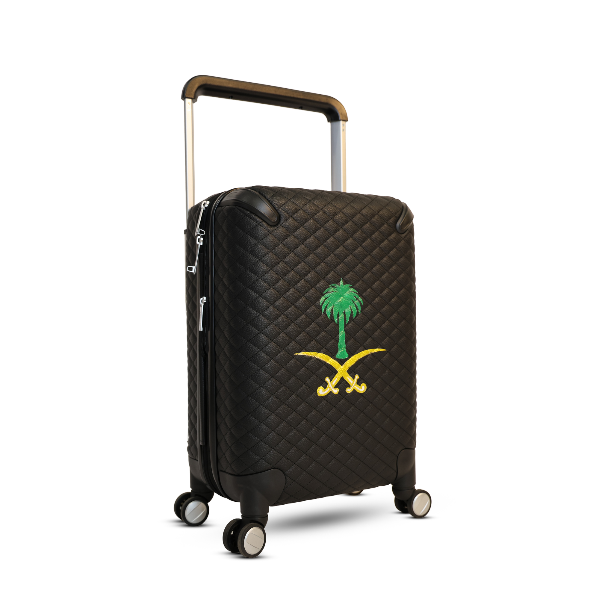 حقيبة سفر جلد رسم يدوي اسود