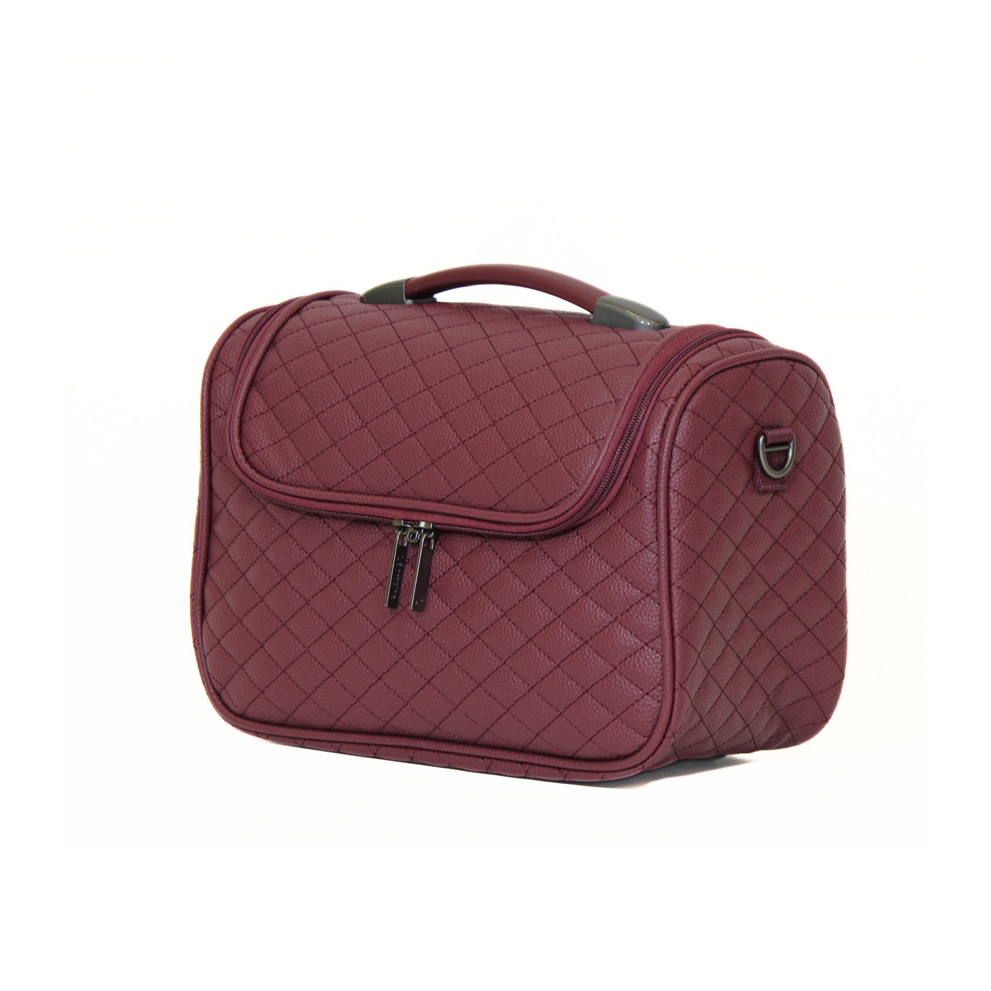 حقيبة مكياج جلد عنابي - Sumer