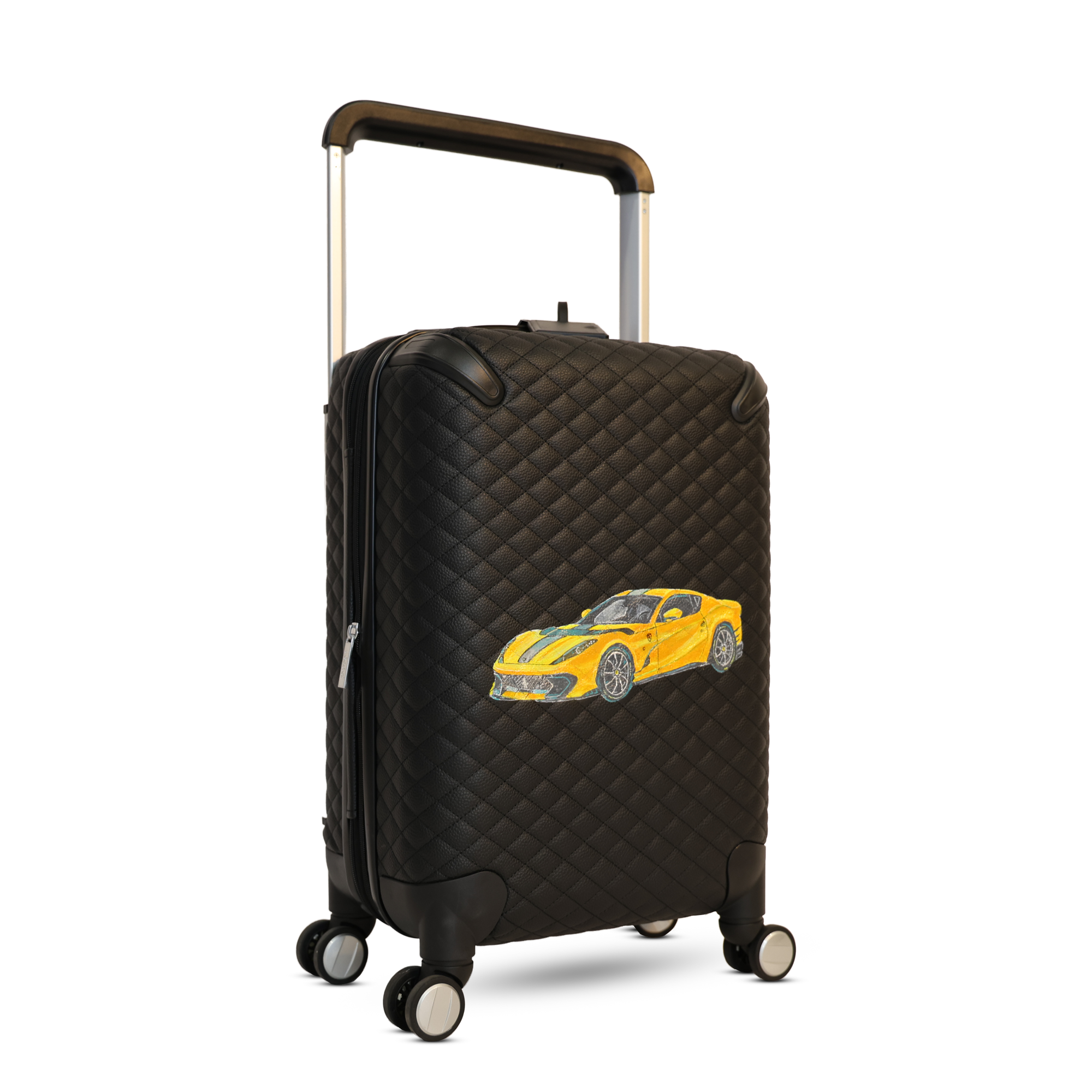 حقيبة سفر جلد رسم يدوي اسود