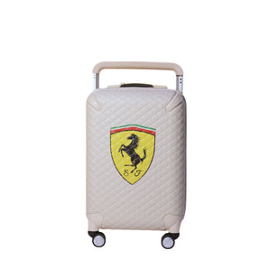 حقيبة سفر جلد رسم يدوي بيج