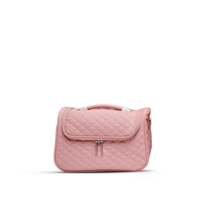 حقيبة مكياج جلد وردي