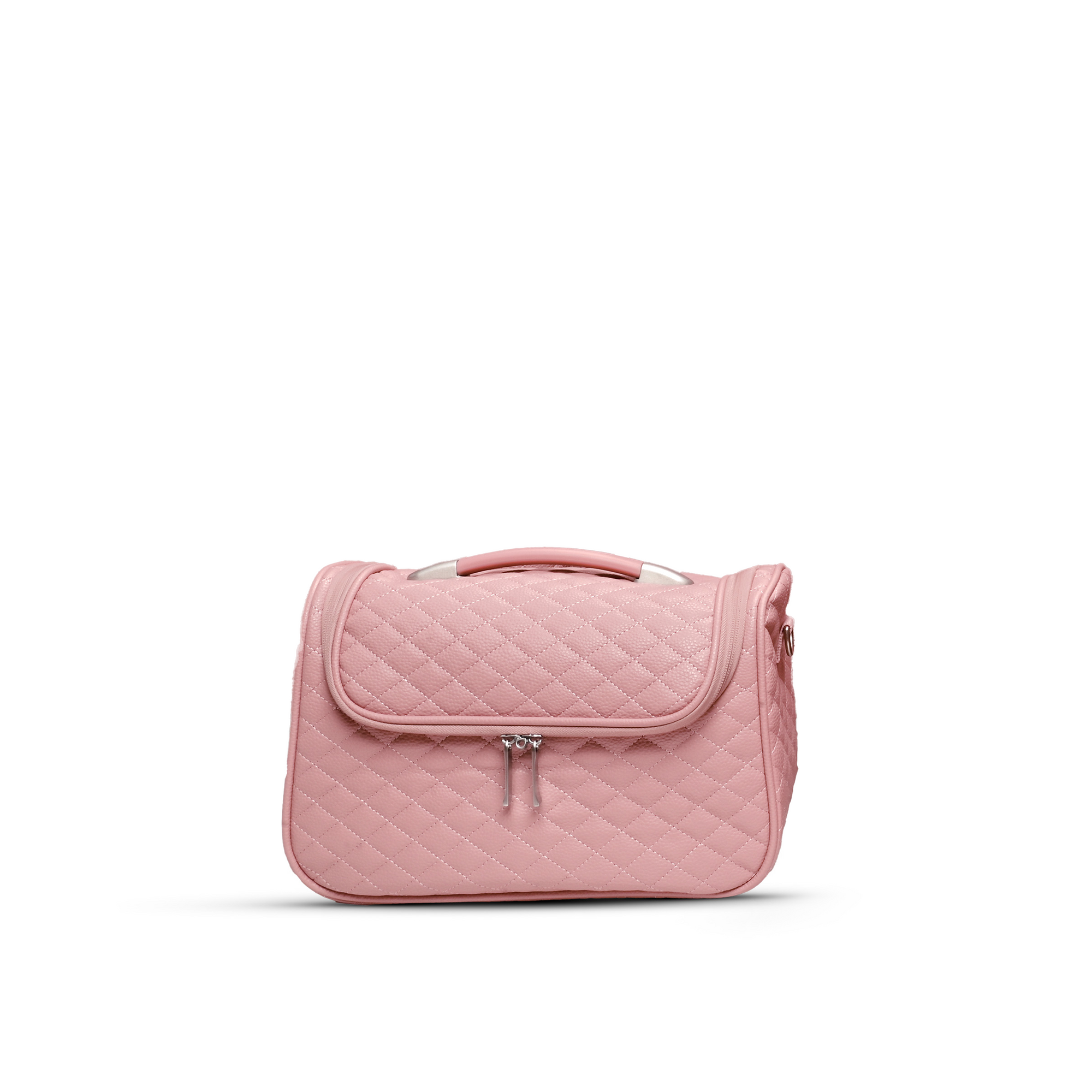 Beige leather makeup bag
