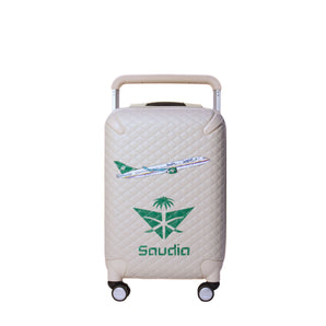 حقيبة سفر جلد رسم يدوي بيج