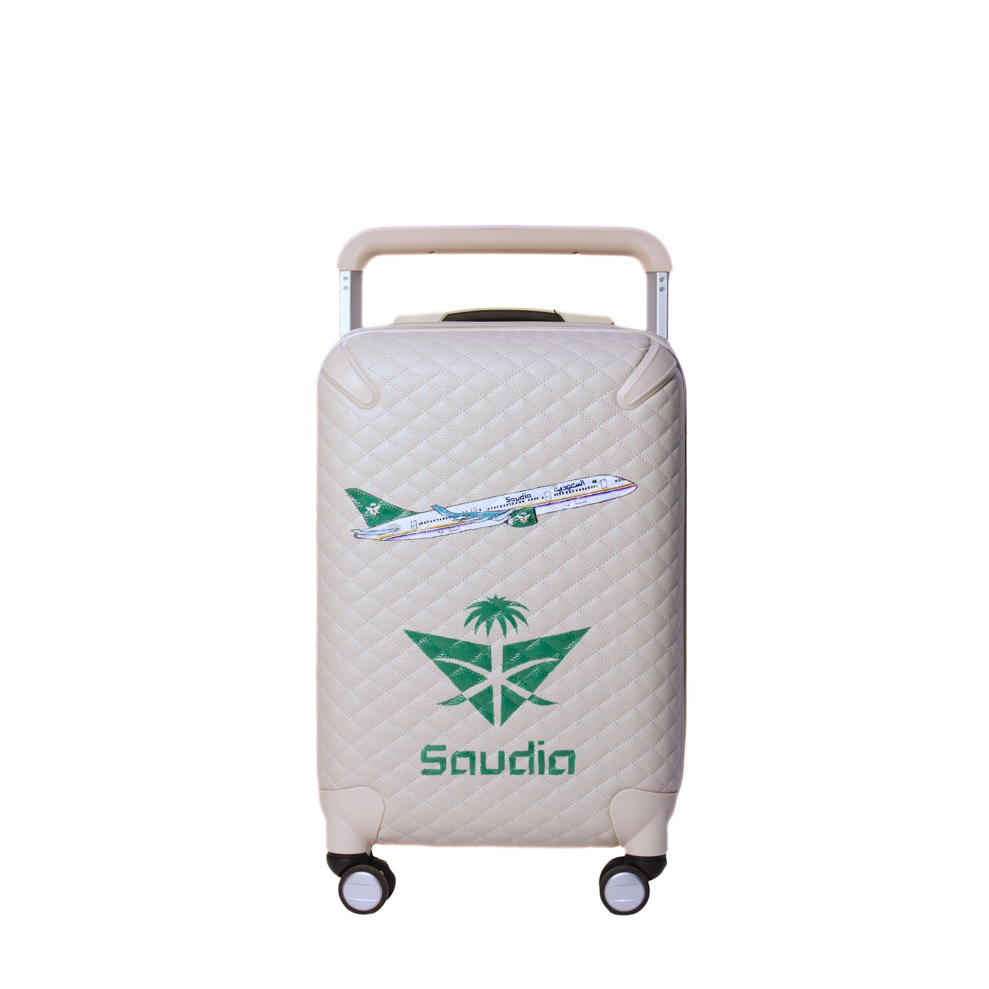 حقيبة سفر جلد رسم يدوي بيج