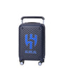 Hand-painted leather travel bag in navy blue