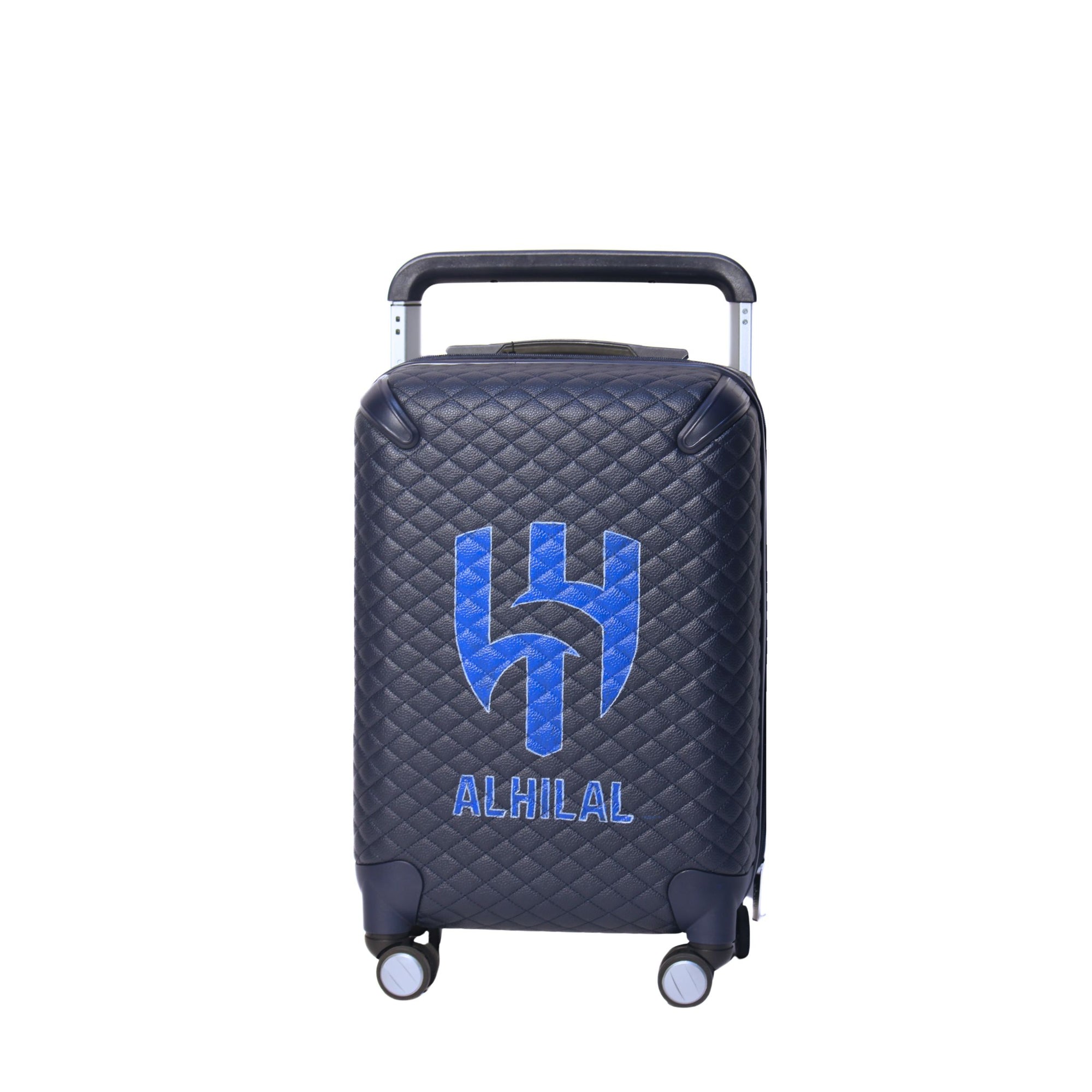Hand-painted leather travel bag in navy blue
