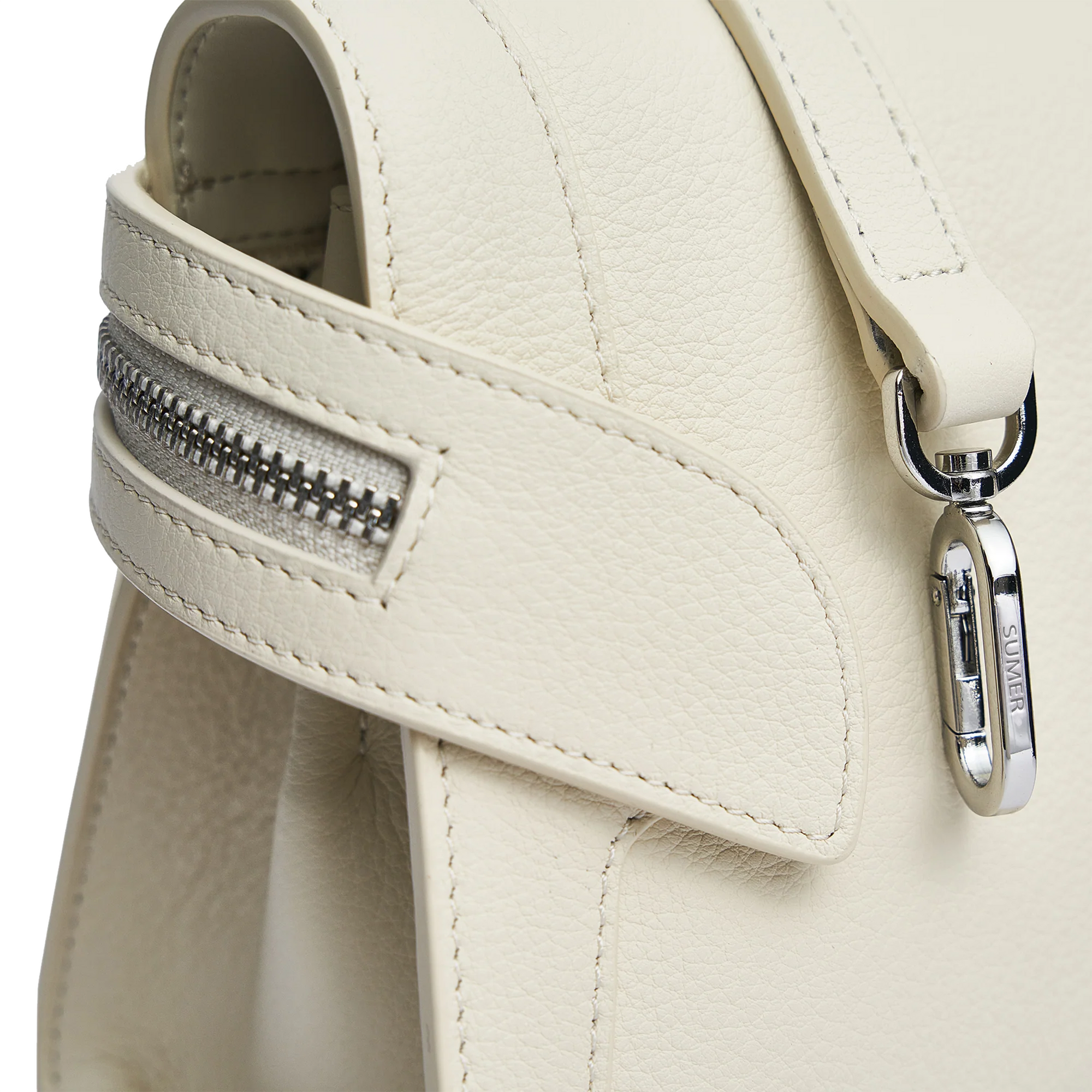 حقيبة سومر جلد طبيعي أبيض - Sumer