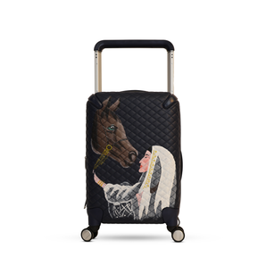 حقيبة سفر جلد رسم يدوي كحلي