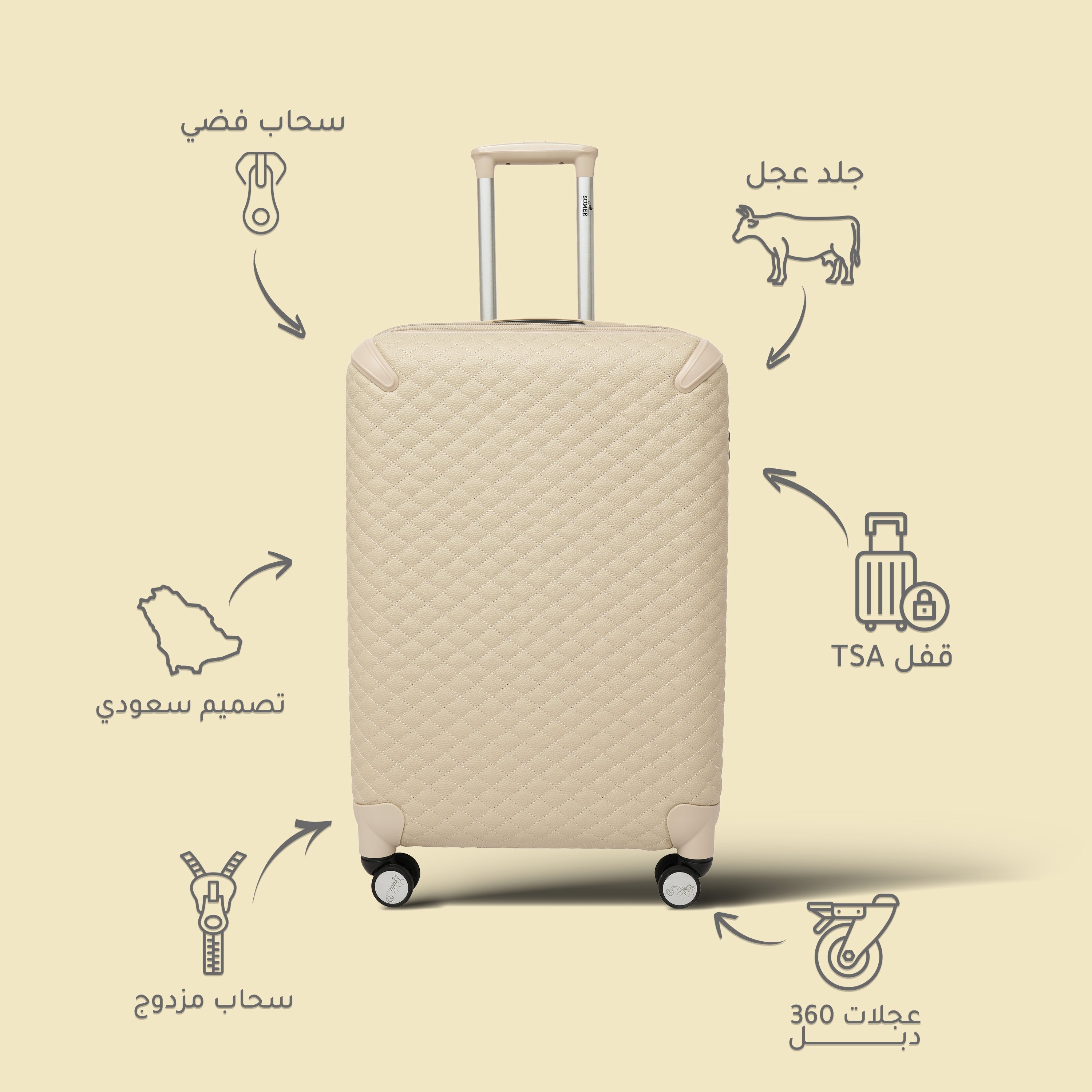 طقم سفر 5 قطع سومر كلاسيك بيج - Sumer -