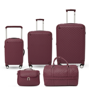 طقم حقائب سفر 5 قطع جلد عنابي - Sumer