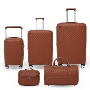 طقم حقائب سفر 5 قطع جلد بني - Sumer