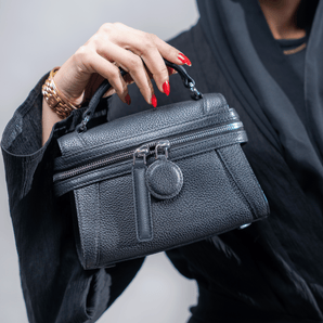 Summer bag, black genuine leather