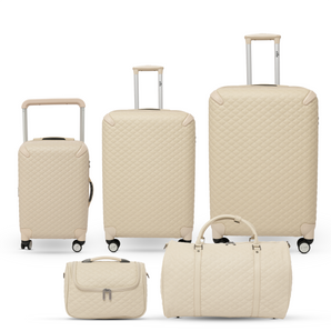 طقم حقائب سفر 5 قطع جلد بيج - Sumer