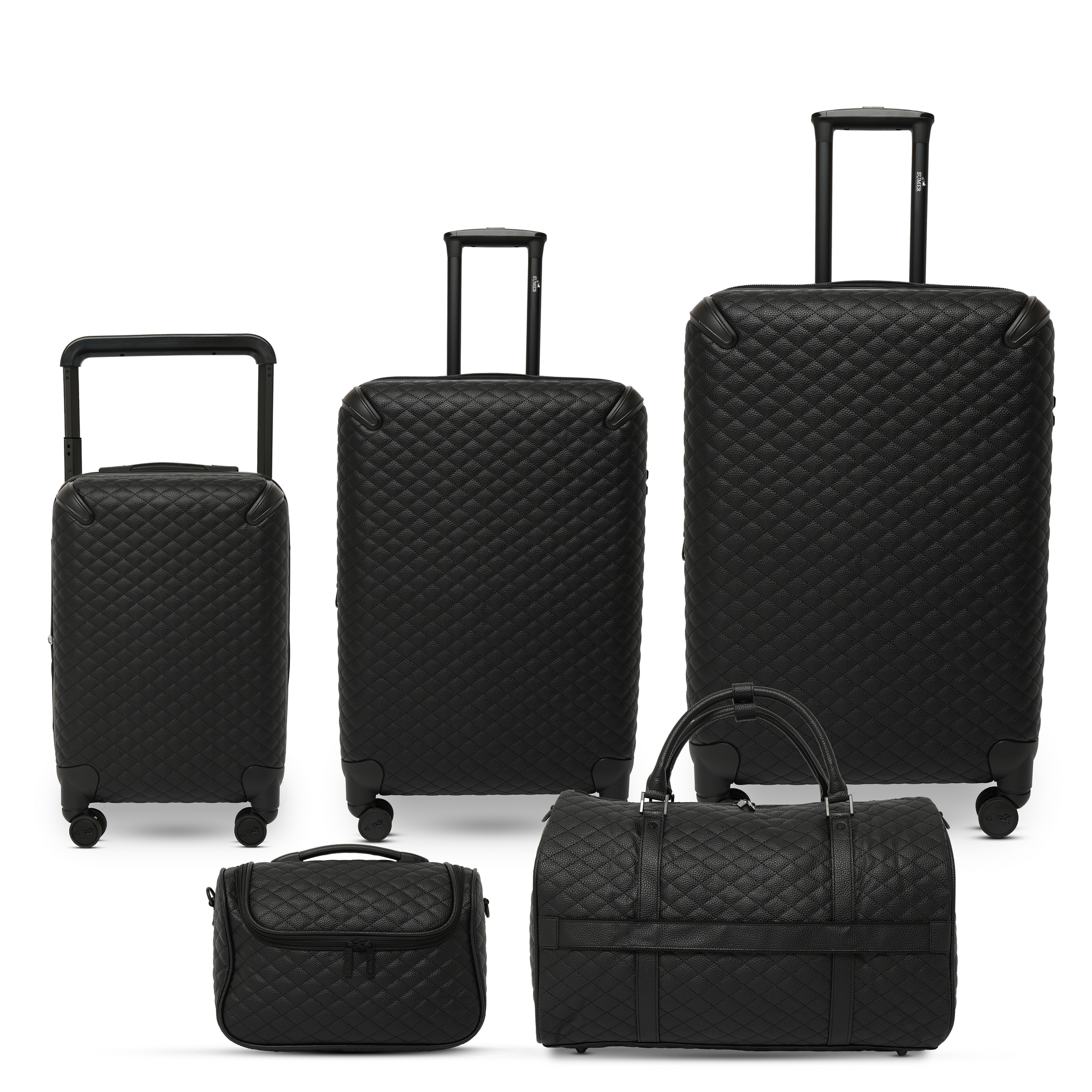 طقم حقائب سفر 5 قطع جلد اسود - Sumer