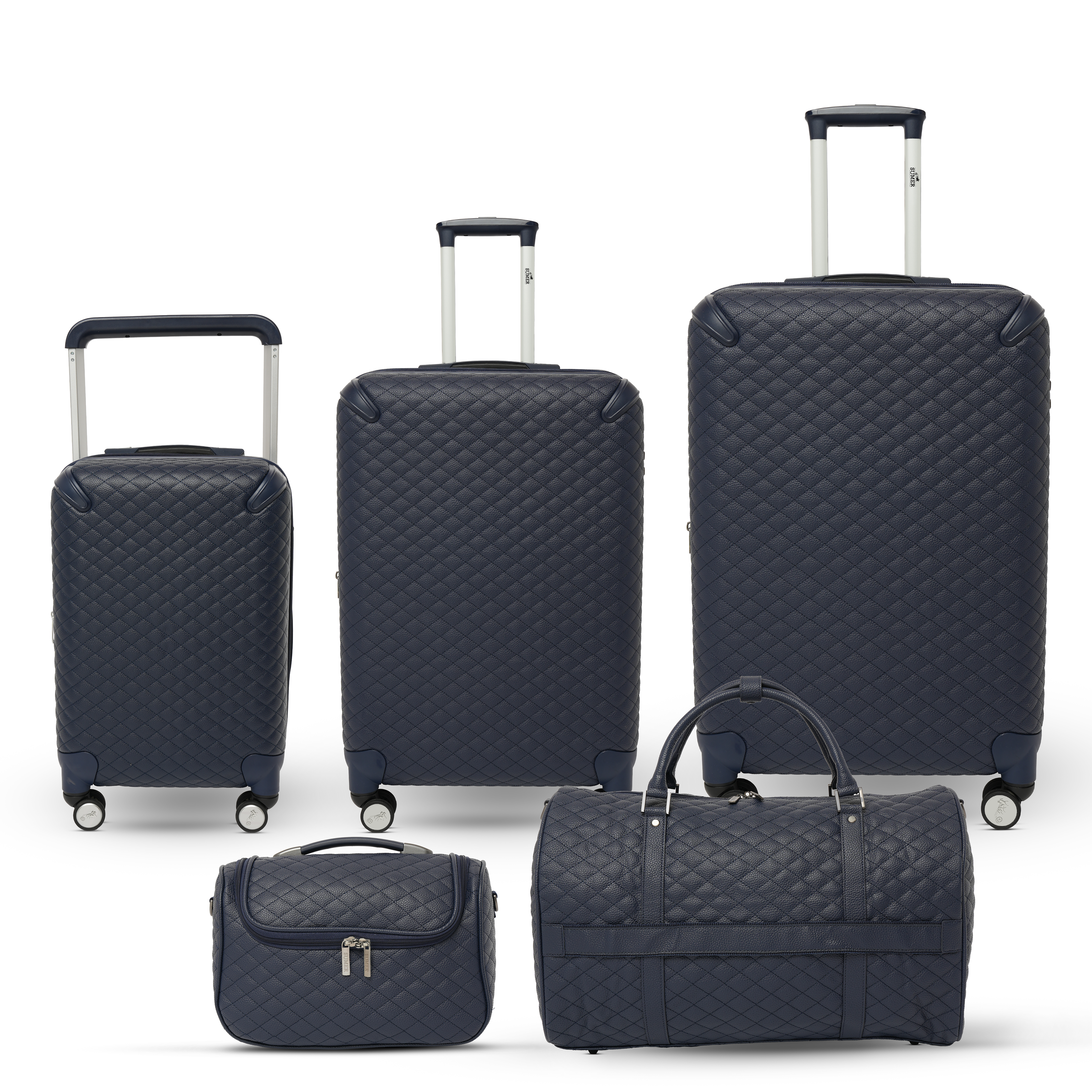 طقم شنط سفر 5 قطع جلد كحلي - Sumer