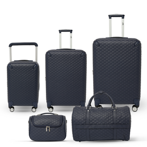 طقم شنط سفر 5 قطع جلد كحلي - Sumer