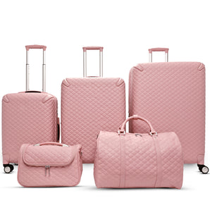 5-piece travel set, navy leather