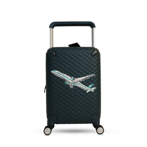 حقيبة سفر جلد رسم يدوي اخضر