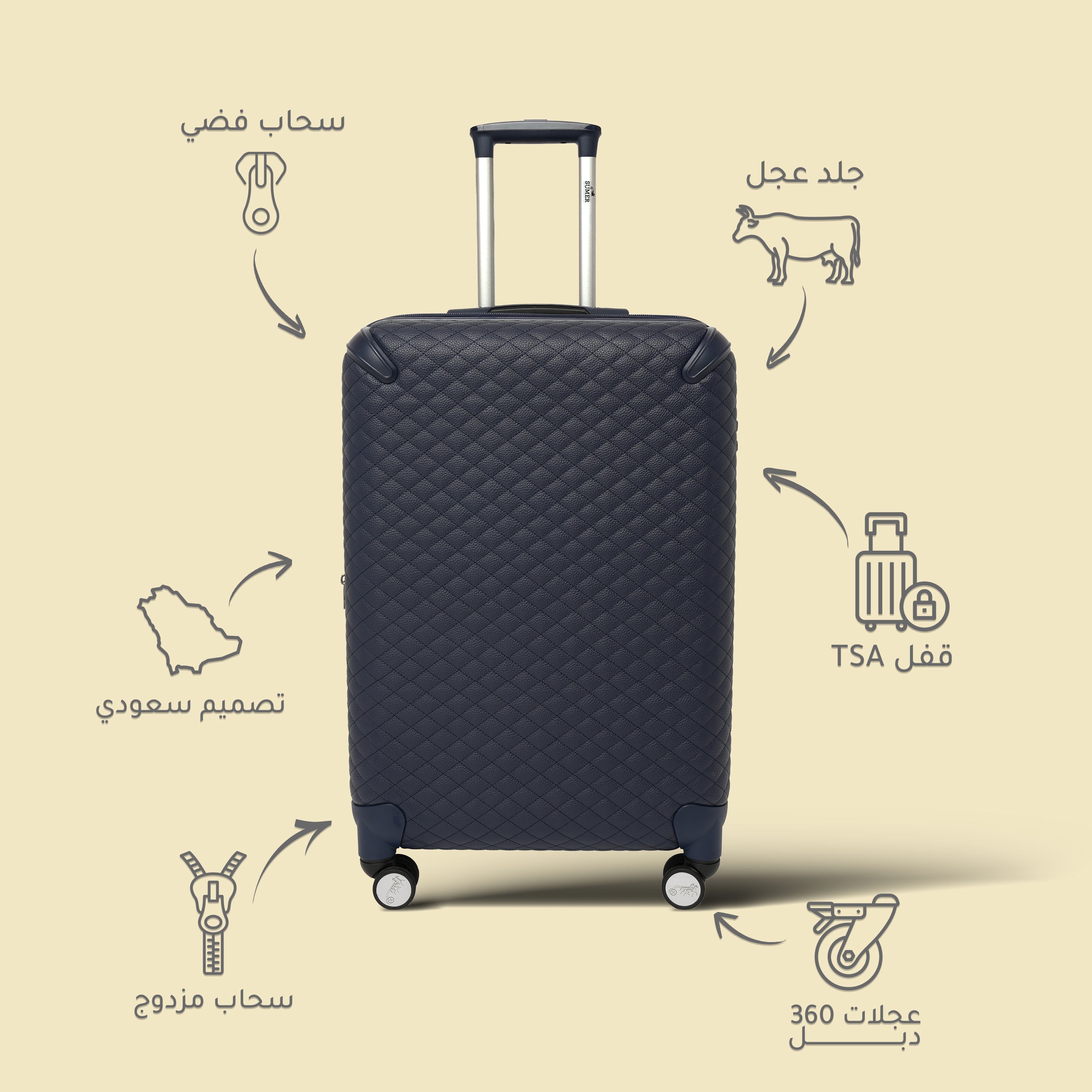 طقم سفر 5 قطع سومر كلاسيك كحلي - Sumer -